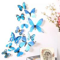 Motyle naklejki na ścianę  3D niebieskie 12szt
