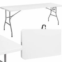 Stół składany cateringowy 240 cm bankietowy stolik ogrodowy, turystyczny walizka biały