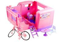 Camper Camping Różowy Pojazd Dla Lalki Rower 50 cm