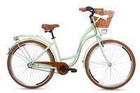 Damski rower miejski Goetze Style 28 3b + kosz / Pistacjowo-brązowy