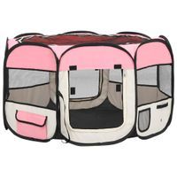 Składany kojec dla psa, z torbą, różowy, 110x110x58 cm