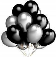 Balony Srebrne Czarne 50Szt Ślub Wesele Urodziny