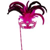 Maska karnawałowa "Wenecka z piórami ombre", różowy, Widmann
