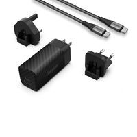 Energizer Ultimate - Ładowarka sieciowa Multiplug EU / UK / US GaN USB-C & USB-A 90W PD + Kabel USB-C (Czarny)