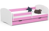 Łóżko dziecięce 180x90 SMILE z materacem i szufladą różowe