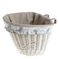 Wiklinowy Kosz Rowerowy Wybielany z Obszyciem 42x37 H24 cm