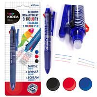 Ścieralny długopis automatyczny 3-kolorowy Kidea