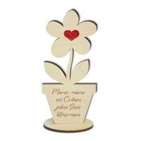 Dekoracja drewniana 3D "Kwiatek z serduszkiem na Dzień Matki", 14 cm