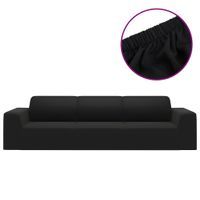 Elastyczny pokrowiec na sofę 4-osobową, czarny, dżersejowy
