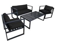 Zestaw mebli ogrodowych sofa + 2 fotele + stolik Oxford czarny