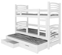 Łóżko dziecięce piętrowe HUGO 3-osobowe szuflady + materace GRATIS