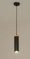 Lampa wisząca TUBES 27cm metalowa drewno żyrandol czarna fra