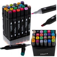 MARKERY DWUSTRONNE ALKOHOLOWE W ETUI 24 + PODSTAWK