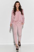 Welurowy dres bluza z dekoltem w serek RÓŻOWY S/M