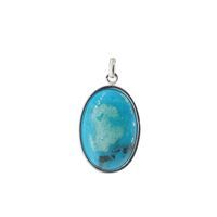 Zawieszka - Turkus owal 21x14mm w srebrze