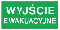 Znak naklejka samoprzylepna ewakuacyjna WYJŚCIE EWAKUACYJNE 20x40 cm