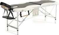 Stół, łóżko do masażu 2-segmentowe aluminiowe dwukolorowe Czarno Białe