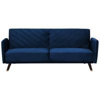 Sofa rozkładana welurowa niebieska SENJA Lumarko!