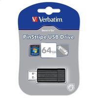 PENDRIVE PINSTRIPE USB 2.0 64GB BLACK VERBATIM