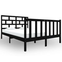 Rama łóżka, czarna, lite drewno sosnowe, 120x190 cm, dwuosobowa