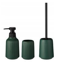 Zestaw łazienkowy 3-el. OSBORN ceramika prążkowany wzór butelkowa zieleń