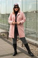 Różowy płaszcz idealny na zimę, z dresówki Pb-02 Rozmiar - XXL