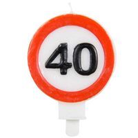Świeczka na tort "40 Traffic Birthday", FOLAT, 6 cm