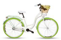 Damski rower miejski Goetze Style 28 3b + kosz / Biało-zielony