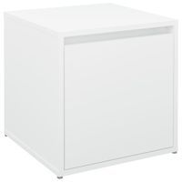 Puf z szufladą, biały, 40,5x40x40 cm, materiał drewnopochodny