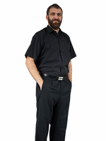 Elegancka czarna koszula męska krótki rękaw duże rozmiary 51/52 - 7XL