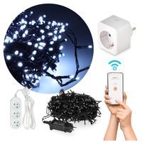 Lampki choinkowe 500 LED 8 funkcji b ZIMNA +gniazdko SMART+przedłużacz