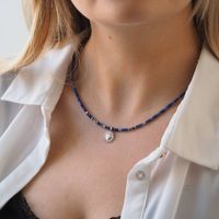 Naszyjnik - Lapis Lazuli fasetowane kostki, Hematyt i srebro