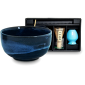 Zestaw do herbaty matcha Izayoi niebieski, 4 elementy - Edo Japan