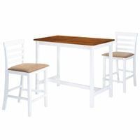 Stół barowy i 2 krzesła, lite drewno, kolor brązowy i biały