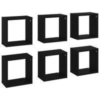 Półki ścienne kostki, 6 szt., czarne, 26x15x26 cm