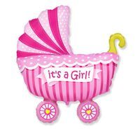 Balon foliowy wózek różowy baby shower dla dziewczynki 60 cm