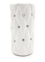 Biały wazon pikowany z kryształkami cyrkonie glamour