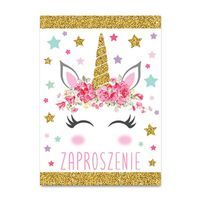 Zaproszenia z brokatem na urodziny jednorożec