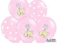 Balony różowe słoń słonik, 30 cm baby shower roczek pierwsze urodziny