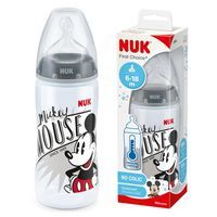 NUK FC+ Butelka antykolkowa z czujnikiem 300ml + smoczek 6-18m myszka miki szara