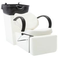 Myjnia fryzjerska, fotel z umywalką, czarno-biała, ekoskóra