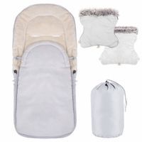 Śpiworek do wózka 4w1, mufka, śpiwór do sanek, gondoli z torbą 90 cm szaro-beżowy