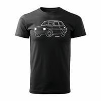 Koszulka motoryzacyjna z samochodem mały Fiat 126p maluch męska czarna REGULAR S