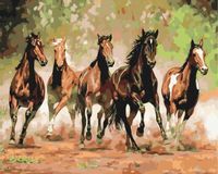 Obraz Malowanie po numerach - Stado koni