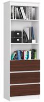 REGAŁ BIUROWY R 60 cm CLP 3 SZUFLADY 2 PÓŁKI BIAŁY / WENGE