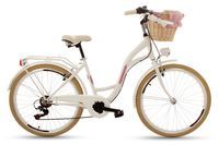 Damski rower miejski Goetze 26 mood 6b + kosz / Biały-krem-róż