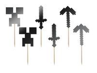 Pikery do babeczek piksele Minecraft czarne 6szt.