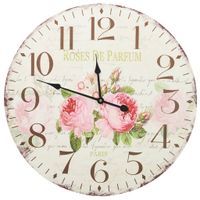 Zegar ścienny w stylu vintage, z kwiatami, 60 cm