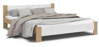 Łóżko TEXAS 160x200 stelaż + materac - białe/sosna