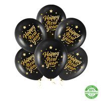Balony na sylwestra Happy New Year czarne 3szt sylweser nowy rok